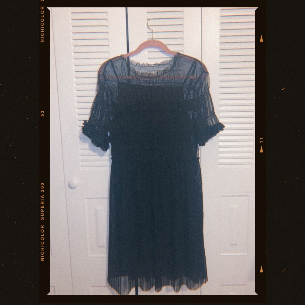 Black Sheer Ruffled Dress with Slip